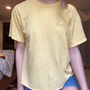 brandy melville “honey” embroidered t shirt